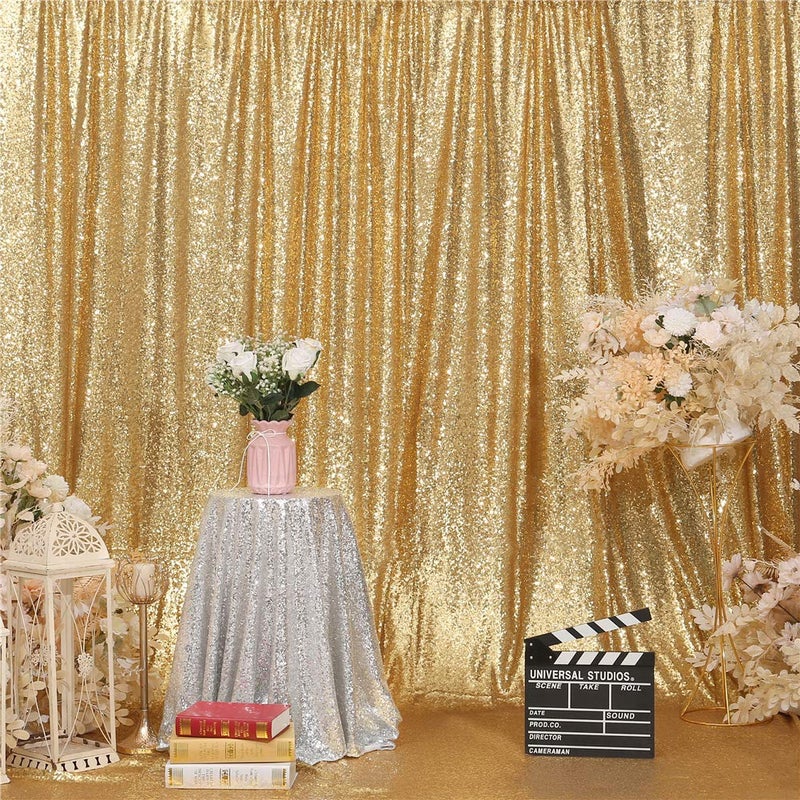 Eternal Beauty Gold Sequin Backdrop, 10x10 Ft Glitter Background Curtains for Valentines Shimmer Photography Party Wedding Birthday Back Drop Decor - Image 4